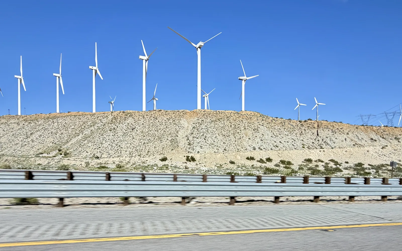 Wind turbines in the San Gorgonio Pass generating clean energy